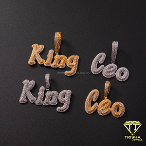 สร้อยคอจี้ชื่อสั่งทำพิเศษ ประดับเพชรโมอิสซาไนต์ เงินแท้ 925  แบบ Iced Out  พร้อมตัวอักษรตามสั่ง - Product Image 2