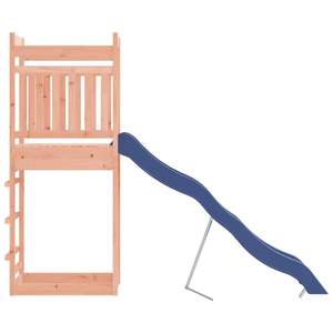 Structure de jeu extérieure en bois naturel avec toboggan bleu pour enfants - Product Image 5