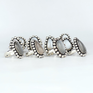 Anillos al por mayor para mujer, de piedra lunar gris, ajustables, estilo vintage, chapados en latón, joyería artesanal cristiana con gemas, a granel - Product Image 6