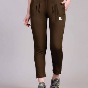 Women's Olive Green <b>Harem</b> Pants High Elastic Drawstring Pleated Ankle-Length Regular Fit Sporty Style Pockets 100% Cotton Autumn - Product Image 3
