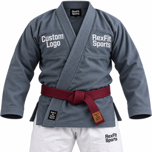 Uniforme de Entrenamiento de Jiu Jitsu Personalizado con Letras Bordadas, Cuello Envolvente y Pantalones de Artes Marciales a Juego, OEM - Product Image 2