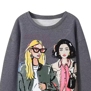 Sweat-shirt tricoté à col rond et manches longues pour femme, imprimé, décontracté, pour l'automne, 100% coton, pull tendance à manches longues - Product Image 4