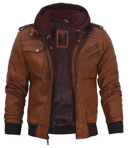 Giacche <span class=keywords><strong>in</strong></span> Pelle Marrone da Uomo Stile Bomber con Colletto Alto Completamente Personalizzabili di Alta Qualità Invernali <span class=keywords><strong>in</strong></span> Pelle Conciata Spessa - Product Image 1