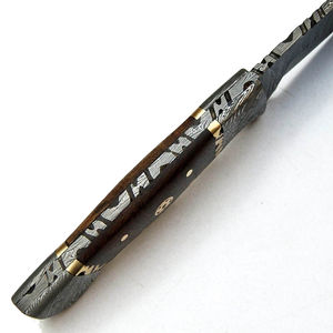 Couteau de chasse en acier Damas, lame à pointe tombante, manche en bois, couteau à lame fixe artisanal, couteau de survie pour l'extérieur en acier Damas - Product Image 4