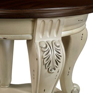 22 Two-Tone Round End Table Solid Wood Easy Assembly Sofa <b>Side</b> Table Shelf Beige Espresso Top Living Room Coffee Table - Product Image 6