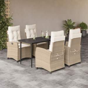 Juego de Comedor para Jardín en Beige, Negro, Crema y Blanco - Product Image 1