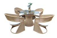 Ensemble de table et chaises de jardin en polyrotin d'extérieur PRCF-022, meubles de patio