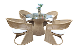 Ensemble de table et chaises de jardin en polyrotin d'extérieur PRCF-022, meubles de patio - Product Image 3