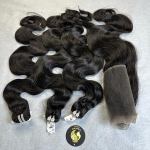 High Quality Top Grade Body Wave Bundles Hair Extensions 8-40 Inches 100% Vietnamese Natural Human Hair cut from Single Donor - Product Image 2