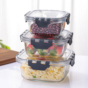 Offre Spéciale Design moderne Récipient de préparation de repas en verre Couvercles Récipients de stockage de garde-manger de cuisine pour le déjeuner Salade de fruits Légumes Plus - Product Image 1