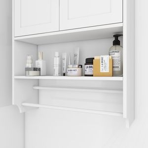 Armadietto da Bagno a Parete con Ripiani Regolabili e Ante, Mobile Contenitore per WC, Armadietto Portamedicinali, Soluzione di Arredo e Stoccaggio - Product Image 6