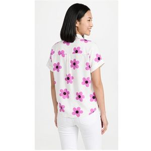 Chemise en rayonne pour femme à manches courtes, col ouvert, imprimé floral, coupe décontractée, boutonnée et longueur standard - Product Image 2