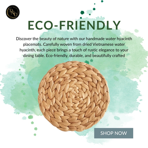 Organic Water Hyacinth Bohemian Placemat 10mm Thick Handwoven Eco-Friendly Kitchen <b>Table</b> Decor - Product Image 6
