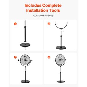 Ventilatore Industriale a Piantana da 18 Pollici con Altezza Regolabile 45.3-57.9 cm, Ventilatore da Pavimento a 3 Velocità per Hotel, Spina Tipo USA - Product Image 6