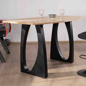 Mesa alta Vandana Urban Texture en madera de acacia, 185 cm, con patas de metal negro, diseño Audacio - Product Image 4
