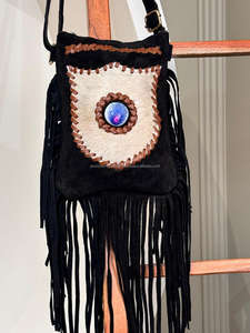 Nouvel arrivage de sacs en cuir Tan Hippie Boho ethnique Western en fourrure de daim tressée à franges Mini sacs à main pour femmes sac à bandoulière gland - Product Image 3