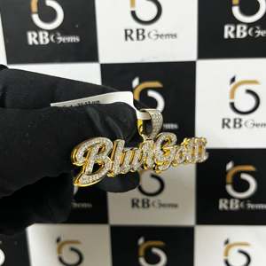 Custom Cursive BlurGotti <b>Name</b> Pendant VVS Moissanite Iced 925 Silver Plated Classic Style for Anniversaries Chic Charming Charms - Product Image 2