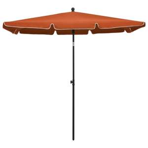 Grand parasol de jardin inclinable en acier, avec base, en polyester terracotta - Product Image 2