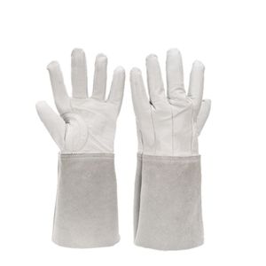 Gants de soudage en cuir grainé blanc, résistants à la chaleur et à l'huile, à manchette longue, pour travaux de construction et industriels - Product Image 1
