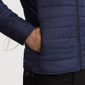 Veste matelassée slim bleu marine pour homme avec capuche, légère et chaude, coupe-vent, pour l'extérieur - Product Image 6