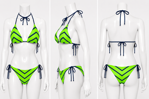 Custom Plus Size Women Bandeau Geometric Print Halter <b>Bikini</b> <b>Set</b> Tie Side <b>String</b> Front Stretch Polyester Breathable Two Piece - Product Image 2