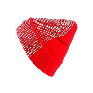 Rhinestone Beanie Hat Unisex Winter Warm Knit Black Silver <b>Red</b> Blue Colorful Sparkle Crystal - Product Image 2