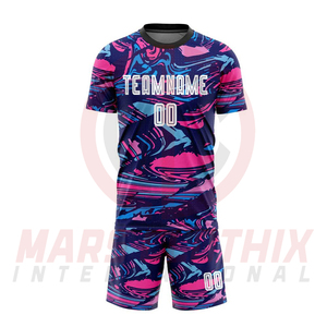 Suministro directo de fábrica, uniforme de fútbol personalizado al por mayor, conjunto de camiseta y pantalones cortos de fútbol sublimados en poliéster - Product Image 4