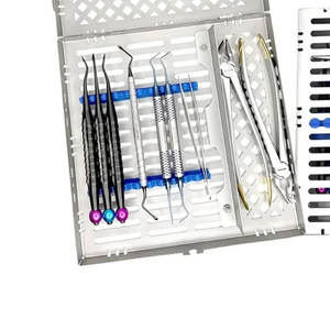 Premium 11pcs CE Certified Stainless Steel Dental Instruments Atraumatic Extraction Kit Sterilization Cassette by Dentavex - Product Image 1