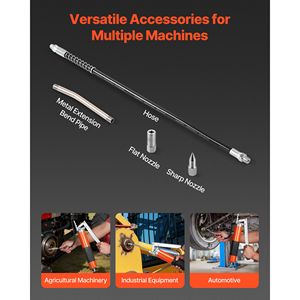 Kit de Pistola de Engrase de Alta Presión de 10000 PSI, Resistente, con Empuñadura de Pistola, Capacidad de 14 oz y Manguera Flexible de 18 Pulgadas, 1 E Incluido - Product Image 4