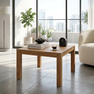 Modern Rectangular <b>Solid</b> <b>Wood</b> Coffee Table Elegant Straight Leg Wooden Accent Table For Rustic Home Setup Art Design Pure Art - Product Image 5