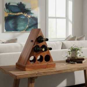 Porte-bouteilles mural de luxe en bois noir et argent, résistant à l'eau et à la rouille, pour 3 bouteilles, capacité 1L, rangement moderne pour cuisine - Product Image 3