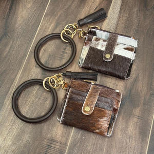 กระเป๋าสตางค์หนังวัวบางกะทัดรัดทำจาก PVC ที่ใส่บัตรเครดิตกระเป๋าสตางค์เหรียญพร้อมพวงกุญแจคล้องข้อมือทรงกลมสำหรับผู้หญิง - Product Image 4