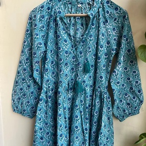 Nuevo vestido largo elegante con estampado de bloques, cuello en V, manga larga, tela de algodón, ropa informal, vestido largo para mujer - Product Image 1