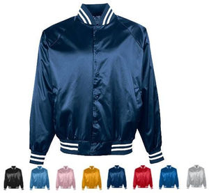 Blouson universitaire en satin pour homme, couleur unie, col rond, fermeture boutonnée, style urbain, coupe classique, pour l'hiver - Product Image 6