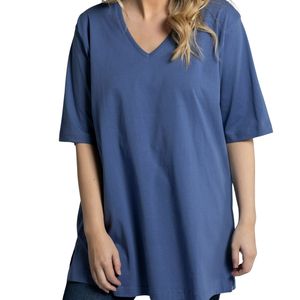 Camiseta de algodón suave para mujer, talla grande, cuello en V, holgada, informal, OEM ODM, venta al por mayor - Product Image 2