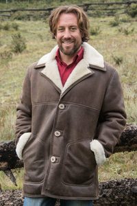 <b>Men's</b> <b>Brown</b> <b>Suede</b> Leather <b>Jacket</b> With Faux Fur Lining Turn-down Collar Windproof Winter Coat Regular Fit Casual Style - Product Image 3