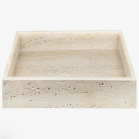 Plateau en travertin festonné de luxe naturel 12x8, plateau rectangulaire en travertin pour salle de bain, comptoir de cuisine, plateaux décoratifs en travertin