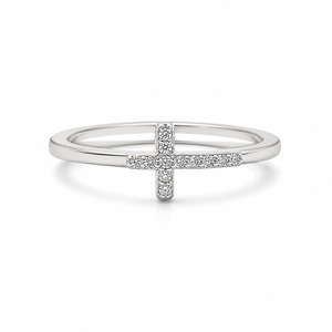 Anillo Cruzado Minimalista de Plata 925 con Incrustaciones de Diamantes, Unisex, para Uso Diario - Product Image 1