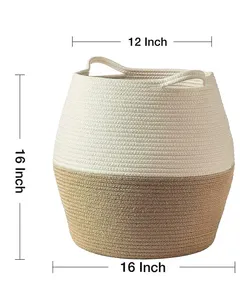 65L <b>Large</b> Woven Cotton Rope Nursery <b>Basket</b>, Laundry <b>Basket</b> Laundry Hamper with Handles,Blanket <b>Basket</b> <b>Storage</b> Bin - Product Image 3
