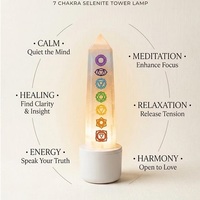 Lámpara de noche de selenita y ágata, siete chakras, sanación Reiki, corrección Vastu, para el hogar, eliminación de energía negativa, amor para la curación