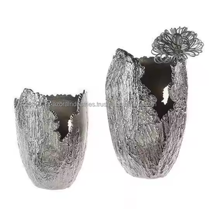 aluminium <b>vase</b> with distressed finished with <b>flower</b> design <b>small</b> and medium size <b>flower</b> <b>vase</b> for home by Azora industries - Product Image 2