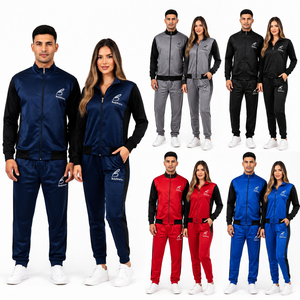 ODM Sportswear Manufacture Bangladesh Stock Lot Wholesale Unisex Tracksuit Full Zip Closure Sporty Jogging Set Regular Polyester - Product Image 5