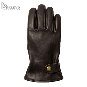 Custom Vintage Dark Brown Men's Leather <b>Gloves</b>, Antique Distressed Genuine Cowhide Leather <b>Driving</b> <b>Gloves</b> with Brass Snap Button - Product Image 4