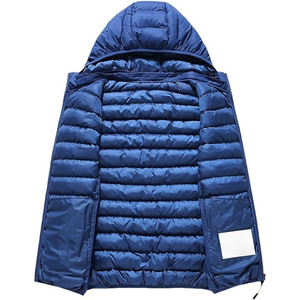 Men's Beige Hooded Puffer <b>Vest</b> Stand Collar Zipper Closure Casual Winter Sleeveless Quilted Jacket Thick Polyester Wadding style - Product Image 6