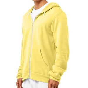 Sweat-shirt en molleton à capuche jaune pour homme, coupe classique, décontracté, couleur unie, avec poches, respirant, tricoté, pour l'automne - Product Image 2