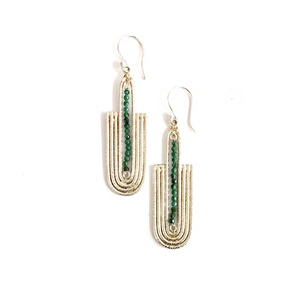 Boucles d'oreilles pendantes minimalistes en malachite de 14,3 grammes, argent sterling 925, design de bijoux géométriques modernes - Product Image 2