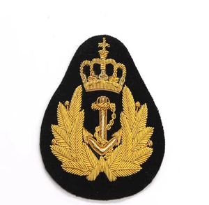 High Quality OEM Merchant Royal Hand Embroidery Gold Bullion Badge Crest Patch Customized Blazer Hat 3D Sew-On Shiny wire 2026 - Product Image 1