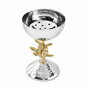 Vente en gros de brûleurs d'encens de luxe en laiton argenté et acier inoxydable, Mabkhara, base sphérique sur piédestal, support pour charbon, oud et bakhoor, cadeaux de l'Aïd - Product Image 5