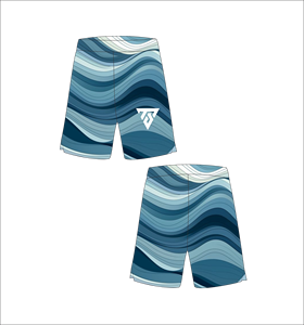 Pantalones Cortos de Baloncesto Personalizados para Hombre, Sublimados, de Malla, Secado Rápido, para Entrenamiento, Gimnasio, Fitness, Deportes, Azules, con Diseño Abstracto de Ondas en Capas, para Correr - Product Image 1