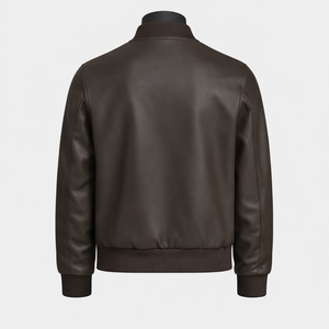 Veste bomber pour homme PRIMEFIELD ENTERPRISES, en polyester marron, écologique, respirante, col montant, fermeture éclair, coupe classique, style moto - Product Image 2
